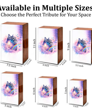 Rainbow Bridge Cat Urn for Ashes - Personalized Pet Keepsake Box - Cat Loss Gift