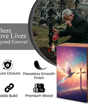 Cross Dove Cremation Urn for Ashes - Christian Memorial Urn with Spiritual Symbol