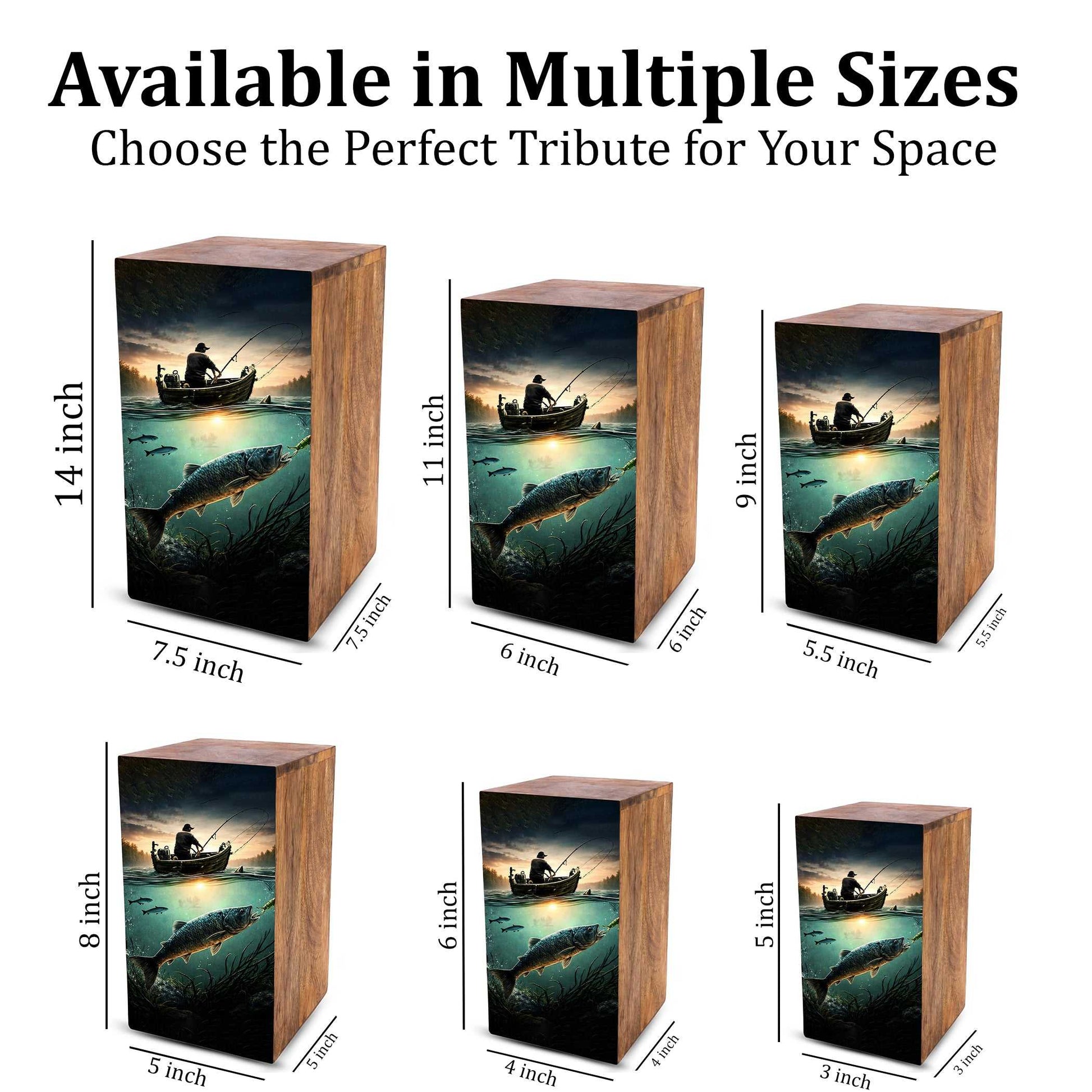 Fishing Urn For Male Ashes - Fisherman Keepsake Urns Box For Dad Ashes Remains