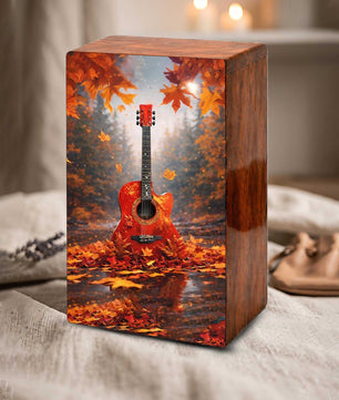 Fantasy Guitar Wooden Urn for Ashes - Music Memorial Cremation Urn Box