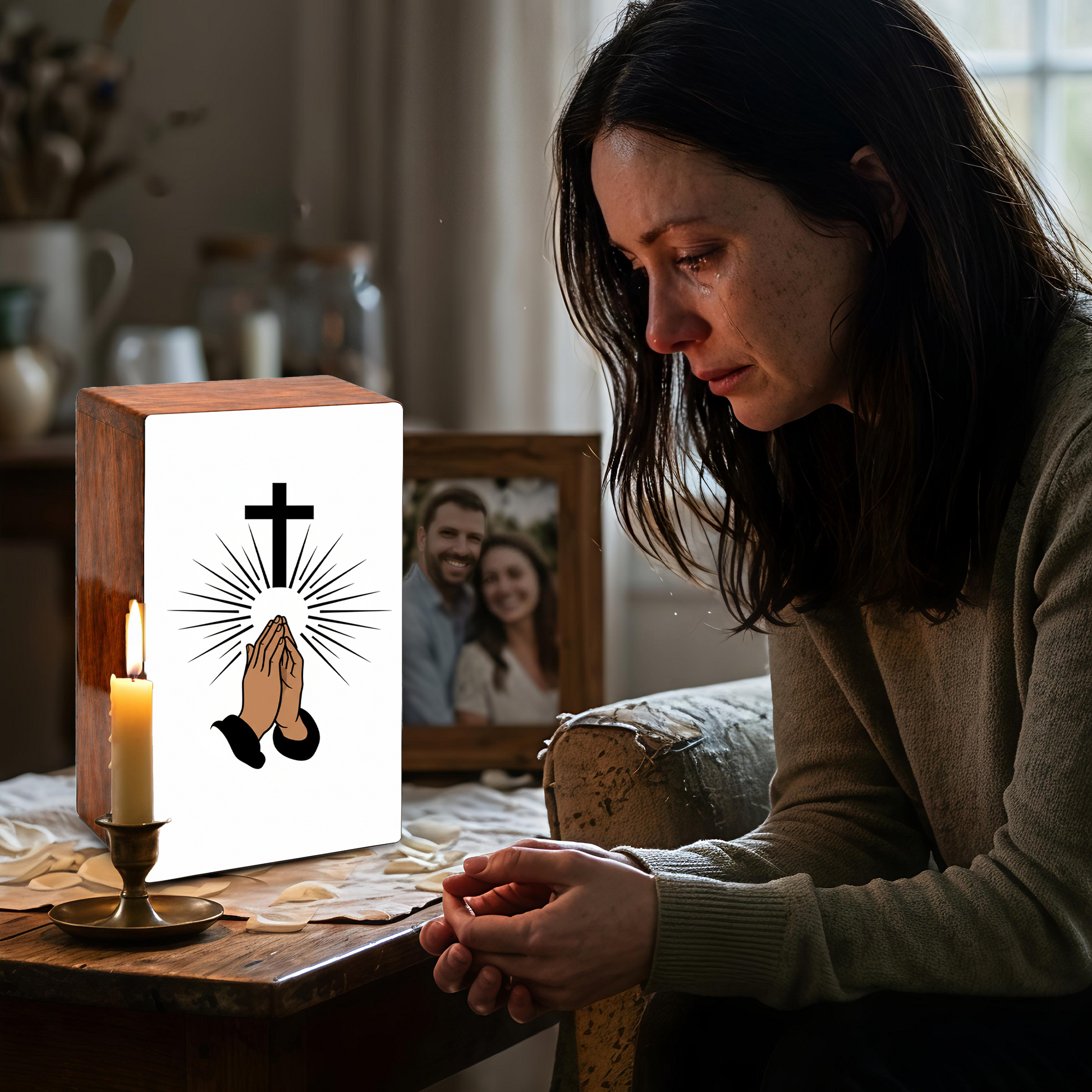 Praying Hands Cross Urns for Human Ashes - Religious Memorial Urn for Mom Dad