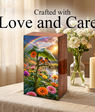 Bird Family Urn For Human Ashes - Natured Inspired Forest Keepsake Box