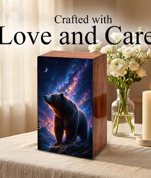 Bear Memorial Urn For Ashes Male - Cosmic Cremation Urns For Dad
