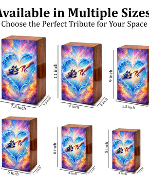 Wooden Pet Cremation Urn – Heartwarming Paw and Hand Memorial Tribute