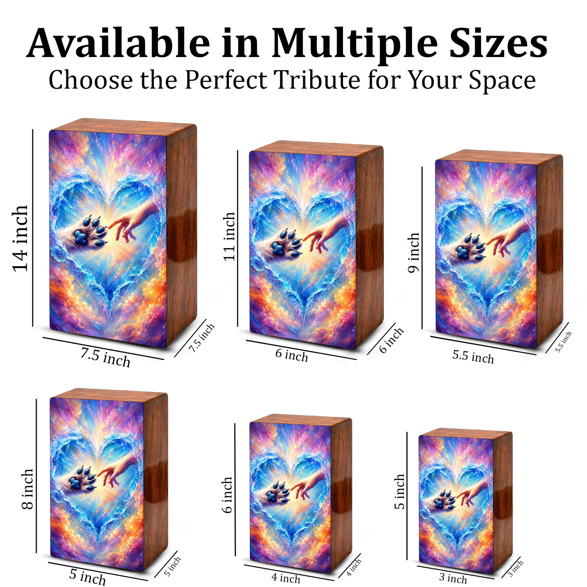 Wooden Pet Cremation Urn – Heartwarming Paw and Hand Memorial Tribute