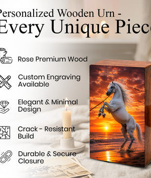 Horse Urn For Human Ashes - Sunset Beach Western Keepsake Urns For Adults