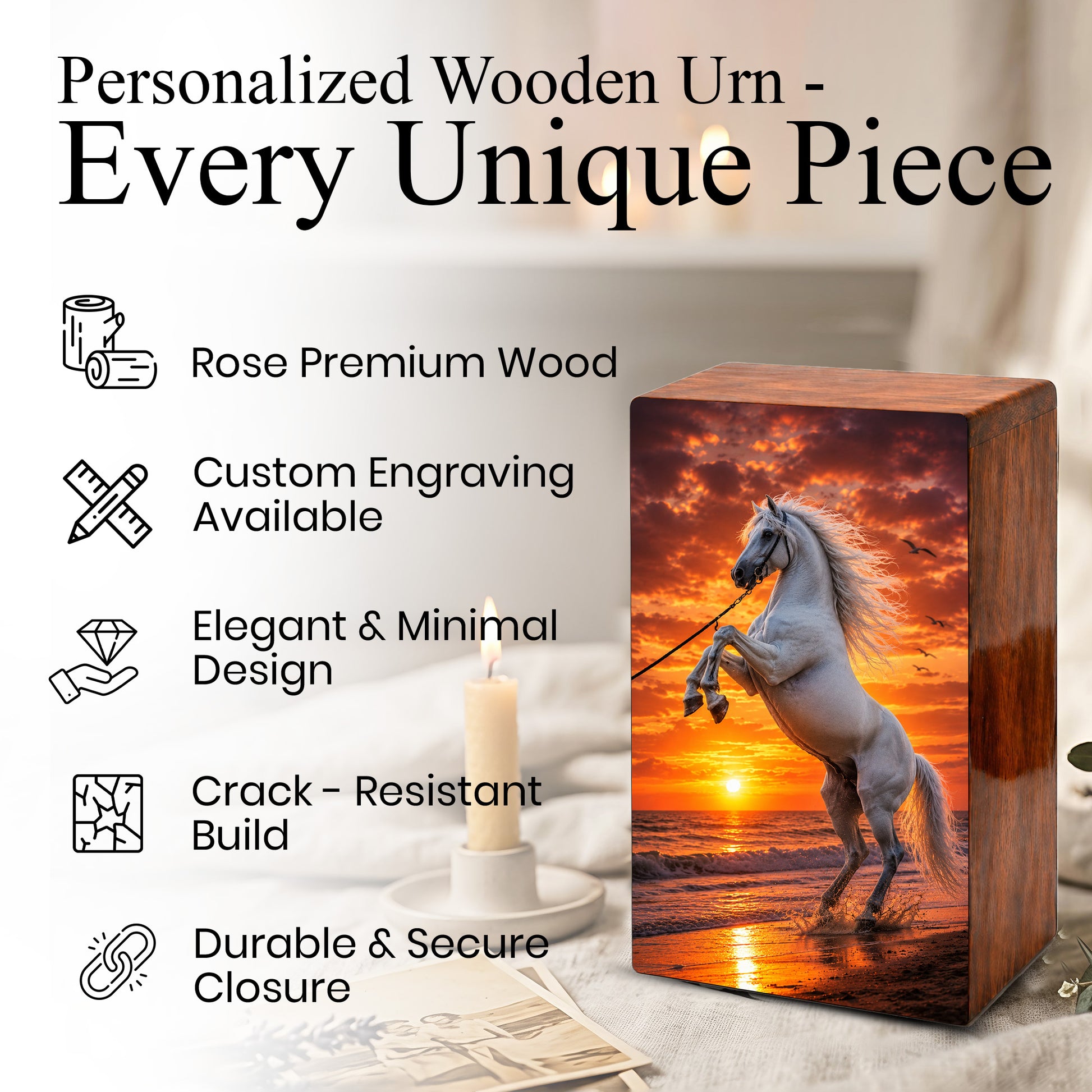Horse Urn For Human Ashes - Sunset Beach Western Keepsake Urns For Adults