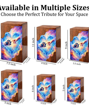 Rainbow Bridge Paw Wooden Cremation Urn – Personalized Pet Memorial Urn | Wooden Dog Urn for Ashes