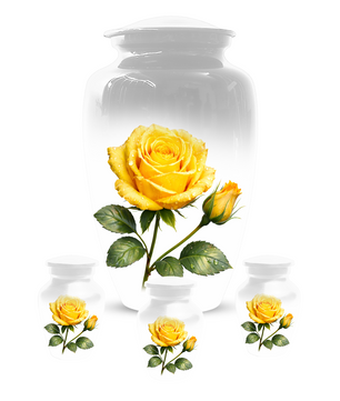 Yellow Rose Memorial Urn for Ashes, Custom Rose Cremation Urn