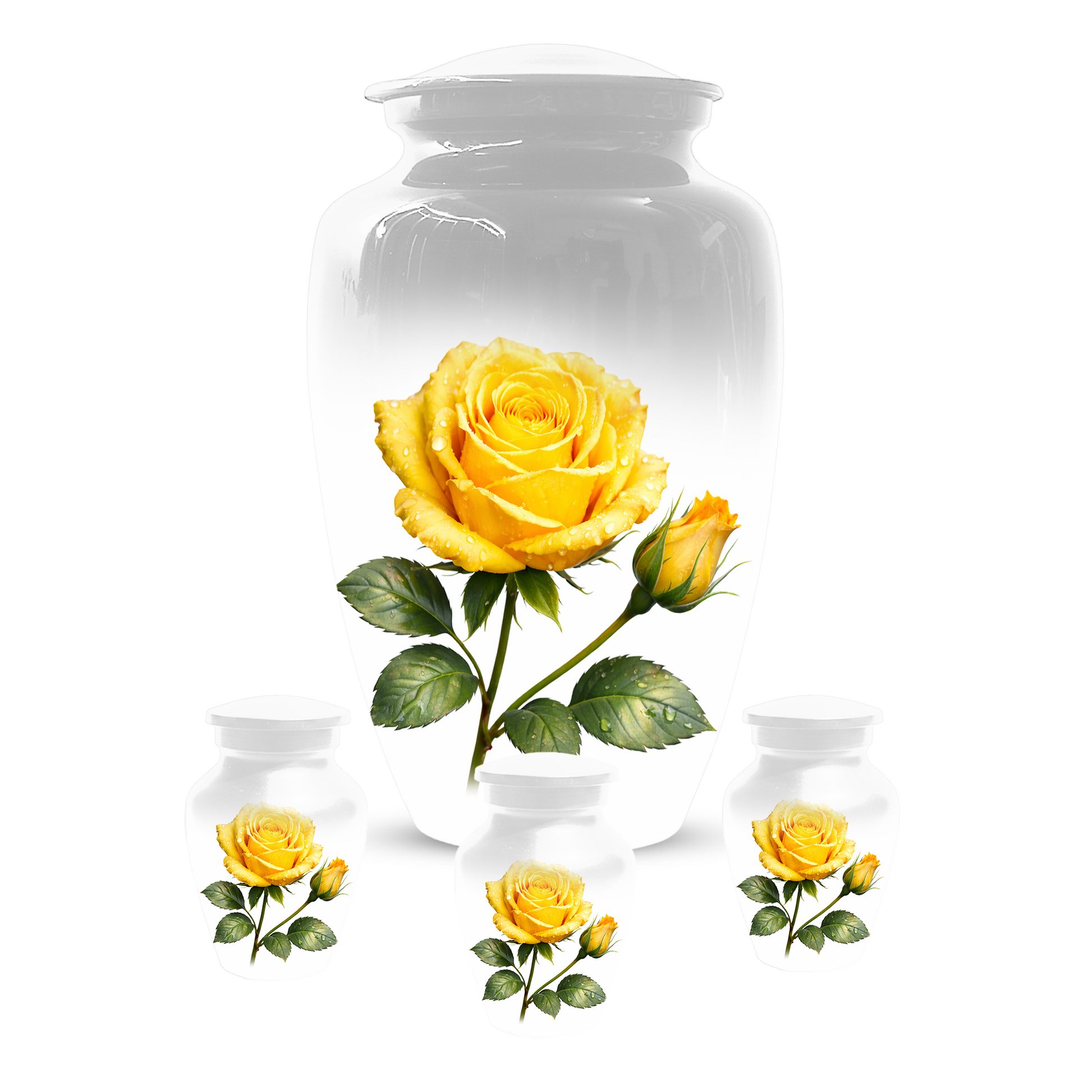 Yellow Rose Memorial Urn for Ashes, Custom Rose Cremation Urn