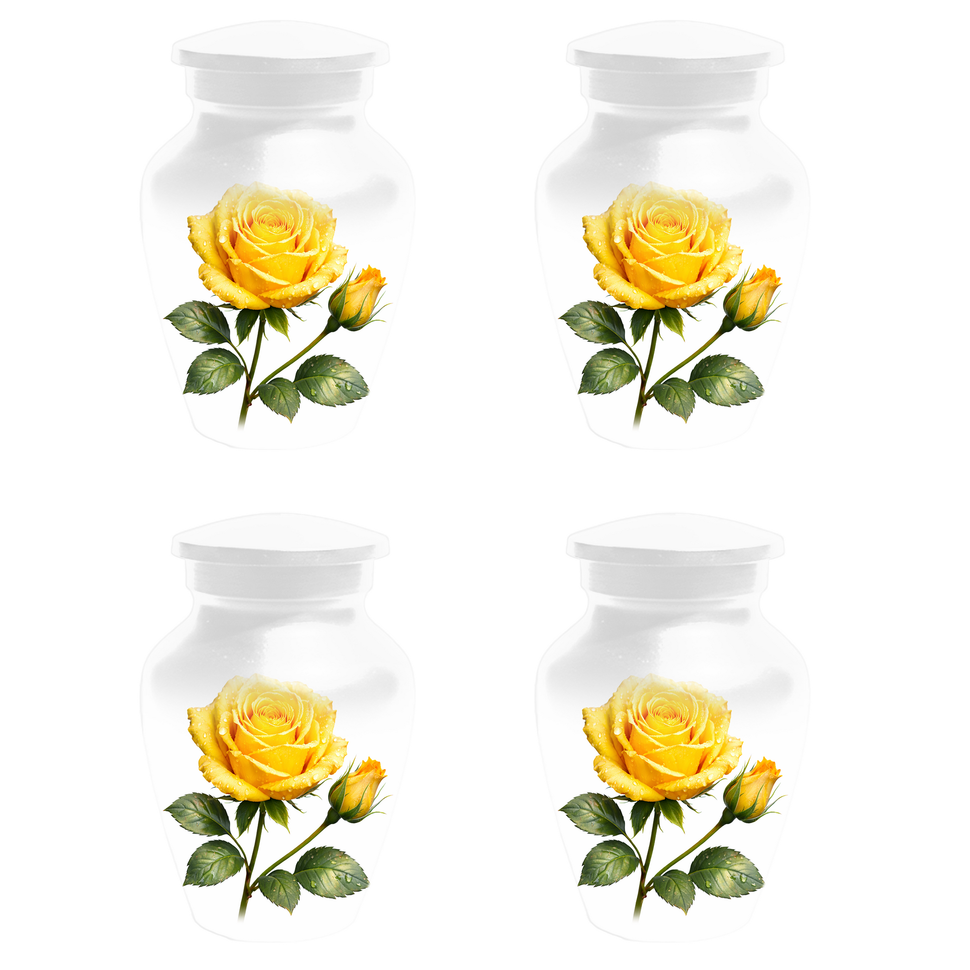 Yellow Rose Memorial Urn for Ashes, Custom Rose Cremation Urn