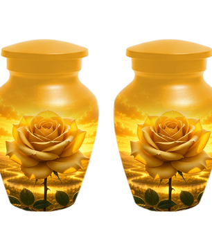 Yellow Rose Urn for Ashes - Personalized Memorial Urns for Men & Women