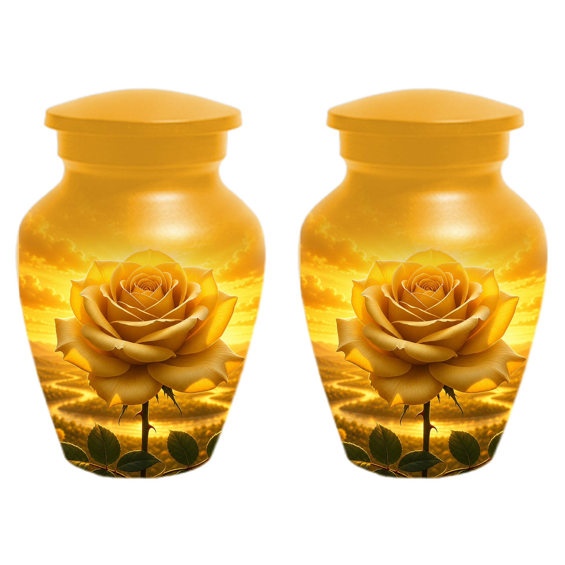 Yellow Rose Urn for Ashes - Personalized Memorial Urns for Men & Women
