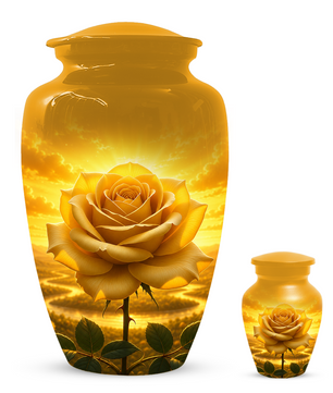 Yellow Rose Urn for Ashes - Personalized Memorial Urns for Men & Women