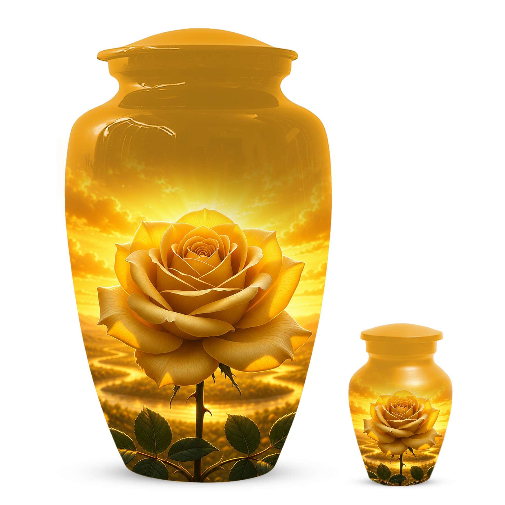 Yellow Rose Urn for Ashes - Personalized Memorial Urns for Men & Women