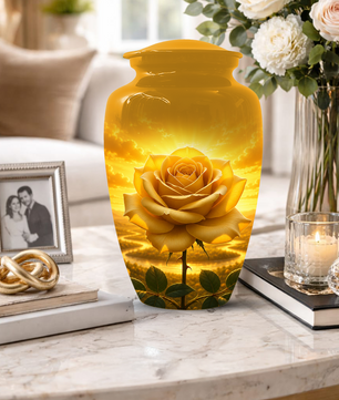 Yellow Rose Urn for Ashes - Personalized Memorial Urns for Men & Women