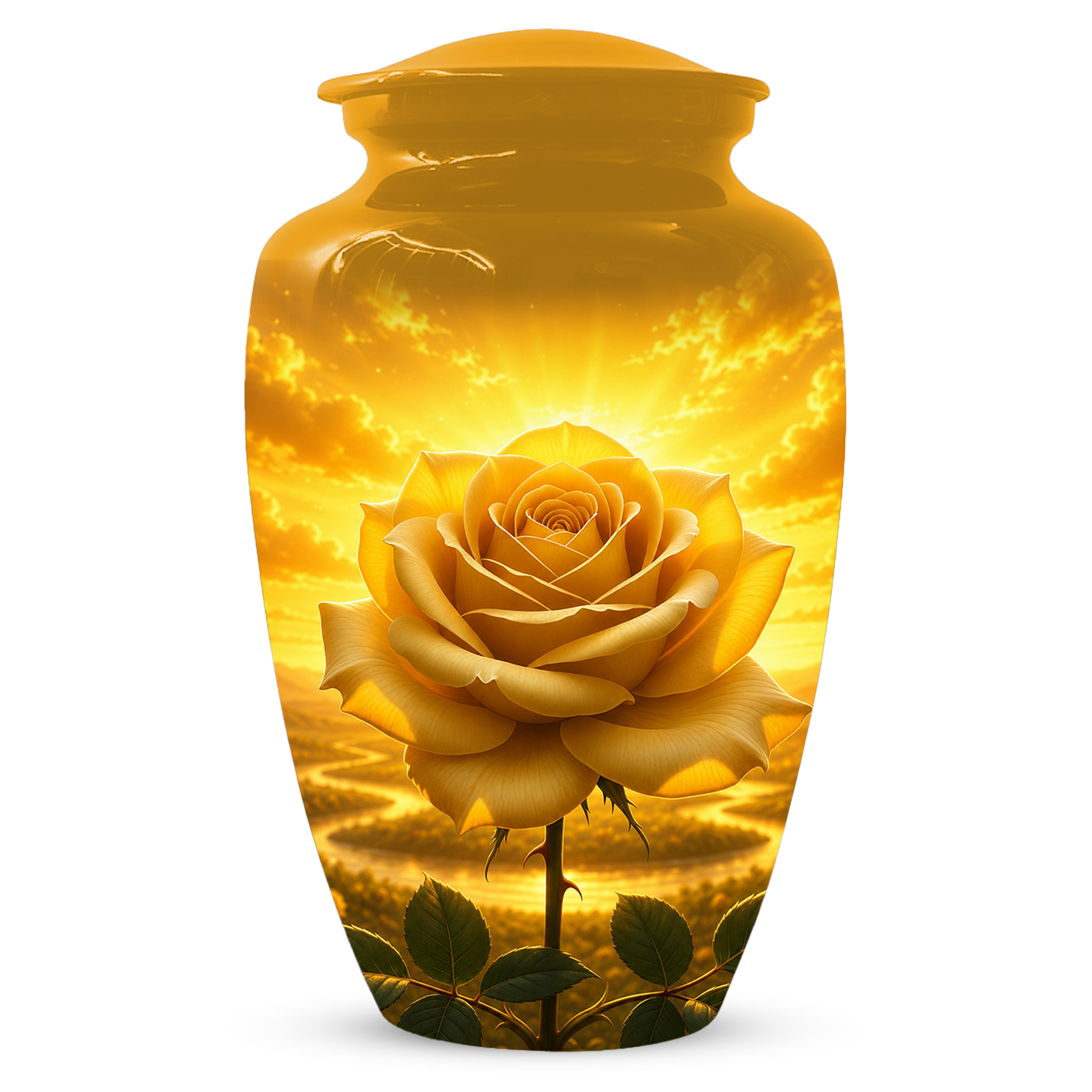 Yellow Rose Urn for Ashes - Personalized Memorial Urns for Men & Women