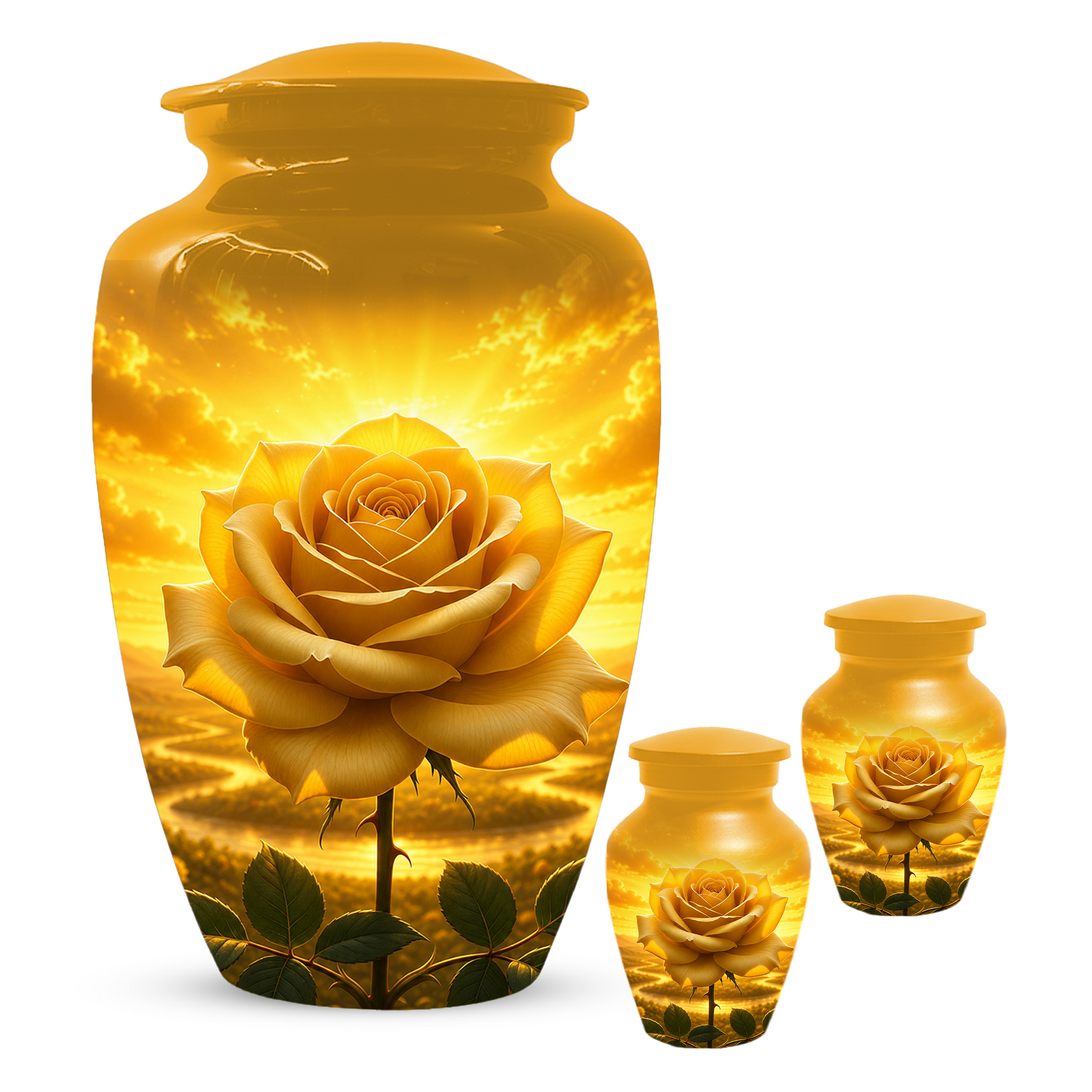Yellow Rose Urn for Ashes - Personalized Memorial Urns for Men & Women