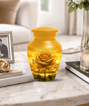 Yellow Rose Urn for Ashes - Personalized Memorial Urns for Men & Women